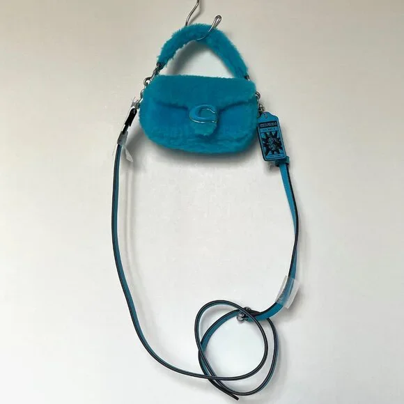 COACH x Lil Nas X Tabby 12 Shearling 2 Way Bag Montero Blue CP940 - Picture 10 of 14